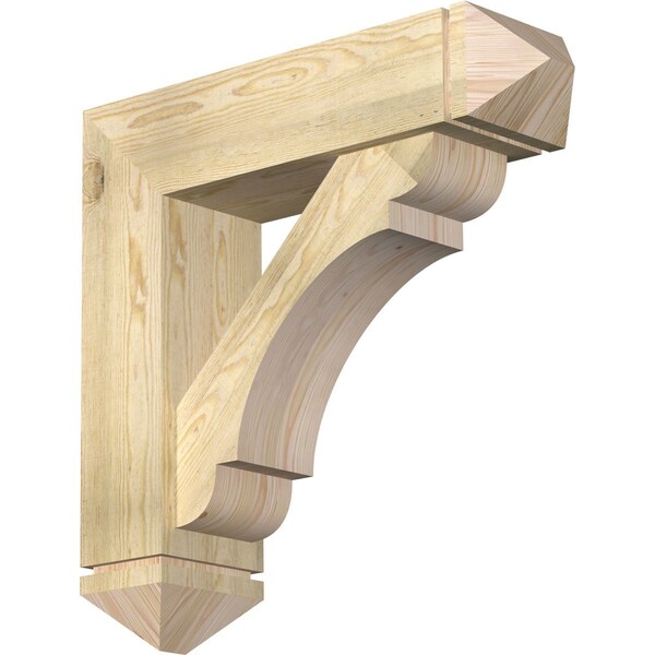 Ekena Millwork Olympic Arts and Crafts Rough Sawn Bracket w/ Offset Brace, Douglas Fir, 8"W x 30"D x 30"H BKT0806X30X30OLY03RDF - main